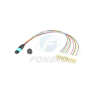 12 câble OM3 de sortance de la fibre MPO LC au millimètre de fibre de 0.9mm de corde de correction optique